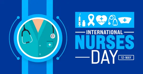 Mei International Nurses Day Achtergrond Sjabloon Verpleegkundige Jurk Medisch Gezondheidszorg — Stockvector