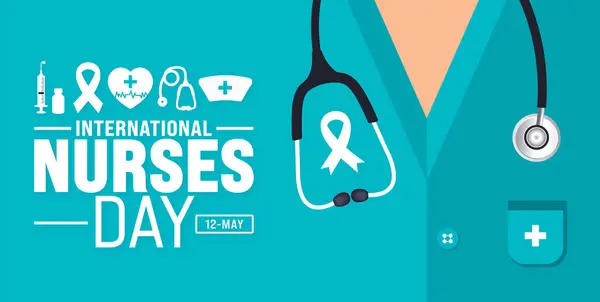 Mai Est Modèle Contexte Journée Internationale Des Infirmières Robe Infirmière — Image vectorielle