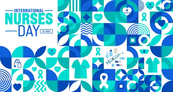 Mai Est Journée Internationale Des Infirmières Modèle Fond Forme Géométrique — Image vectorielle