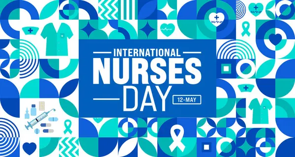 Mai Est Journée Internationale Des Infirmières Modèle Fond Forme Géométrique — Image vectorielle