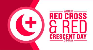 8 Mayıs Dünya Kızılhaç ve Kızıl Hilal Günü arka plan şablonu. Tatil konsepti. arkaplan, pankart, kart ve yazı ve standart renk içeren poster tasarım şablonu için kullan. vektör
