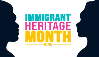 June Göçmen Miras Ayının arka plan tasarım şablonu. Tatil konsepti. arkaplan, pankart, kart ve metin yazma ile poster tasarım şablonu için kullan.