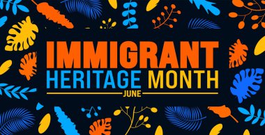 June Göçmen Miras Ayının arka plan tasarım şablonu. Tatil konsepti. arkaplan, pankart, kart ve metin yazma ile poster tasarım şablonu için kullan.