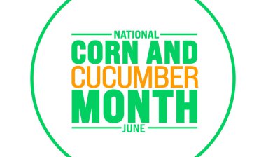 June National Corn ve Salatalık Ayı 'nın arka plan şablonu. Tatil konsepti. arkaplan, pankart, kart ve yazı ve standart renk içeren poster tasarım şablonu için kullan. vektör