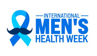 June Uluslararası Erkekler Sağlık Haftası şablonu. Tatil konsepti. Metin yazma ve standart renk ile arkaplan, pankart, kart ve poster tasarım şablonu için kullan.