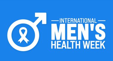 June Uluslararası Erkekler Sağlık Haftası şablonu. Tatil konsepti. Metin yazma ve standart renk ile arkaplan, pankart, kart ve poster tasarım şablonu için kullan.