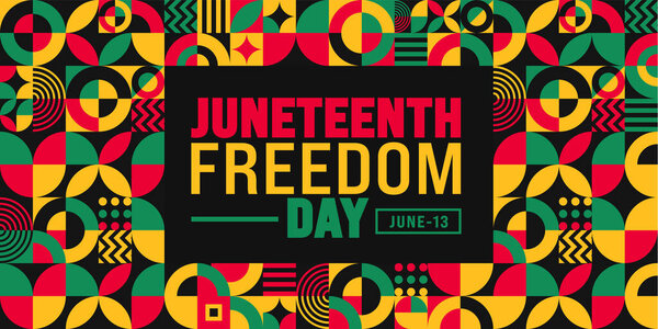 13 June is Juneteenth Freedom Day geometric shape pattern background template. Holiday concept. use to background, banner, placard, card, and poster design template.