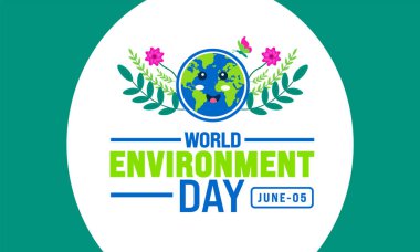 5 Haziran Dünya Çevre Günü arka plan şablonu. Tatil konsepti. arkaplan, pankart, kart ve yazı ve standart renk içeren poster tasarım şablonu için kullan. vektör illüstrasyonu