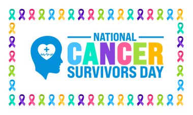 June is National cancer survivors day background template. Holiday concept. use to background, banner, placard, card, and poster design template with text inscription and standard color. vector clipart