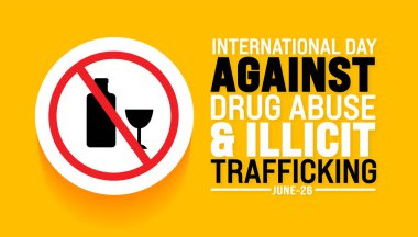 Haziran, uyuşturucu kullanımı ve yasadışı kaçakçılığa karşı uluslararası bir gündür. Tatil konsepti. arkaplan, pankart, pankart, kart ve poster tasarım şablonu için kullan.