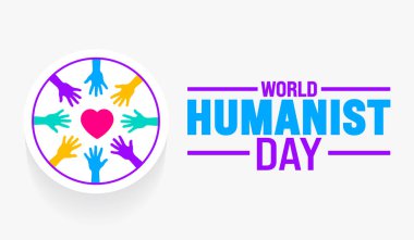 June is World humanist day background template. Holiday concept. use to background, banner, placard, card, and poster design template with text inscription and standard color. vector illustration. clipart