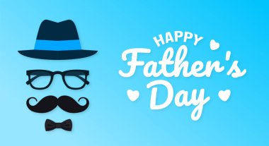 16 Haziran Babalar Günü posteri ya da kravatlı ve mavi arka planda hediye kutusu olan afiş. Pankart, pankart, kart ve poster tasarım şablonu için kullanılır. vektör illüstrasyonu.