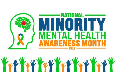 Temmuz, Ulusal Azınlık Akıl Sağlığı Farkındalığı Ayı şablonu. Tatil konsepti. arkaplan, pankart, pankart, kart ve poster tasarım şablonu için kullan.