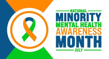 Temmuz, Ulusal Azınlık Akıl Sağlığı Farkındalığı Ayı şablonu. Tatil konsepti. arkaplan, pankart, pankart, kart ve poster tasarım şablonu için kullan.