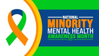 Temmuz, Ulusal Azınlık Akıl Sağlığı Farkındalığı Ayı şablonu. Tatil konsepti. arkaplan, pankart, pankart, kart ve poster tasarım şablonu için kullan.