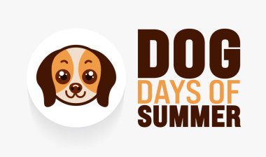 Temmuz ayının Köpek Günleri 'nin arka plan şablonu şirin köpek resimleriyle dolu. Tatil konsepti. Metin yazma ve standart renk ile arkaplan, pankart, kart ve poster tasarım şablonu için kullan.