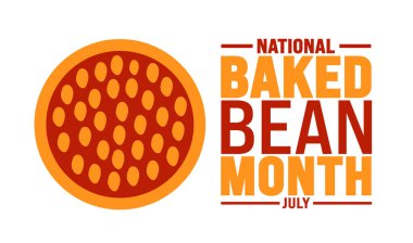 Temmuz, Ulusal Kuru Fasulye Ayı şablonu. Tatil konsepti. arkaplan, pankart, kart ve yazı ve standart renk içeren poster tasarım şablonu için kullan. vektör