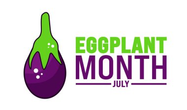 Temmuz, Patlıcan Ayı arka plan şablonu. Tatil konsepti. arkaplan, pankart, kart ve yazı ve standart renk içeren poster tasarım şablonu için kullan. vektör illüstrasyonu.