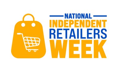Ulusal Bağımsız Perakendeciler Haftası şablonu. Tatil konsepti. Metin yazma ve standart renk içeren bir arkaplan, pankart, kart ve poster tasarım şablonu kullanın. vektör