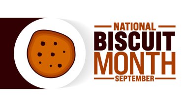 Ulusal Bisküvi Ayı her yıl eylülde gözlemlenir. Tatil konsepti. Arkaplan, pankart, poster, pankart, tasarım şablonu için şablon standart renk ile benzersiz şekiller.