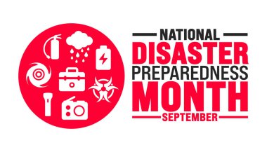 Ulusal Afet Hazırlık Ayı her yıl eylülde gözlemlenir. Tatil konsepti. Özgün şekilli arkaplan, pankart, poster, pankart, tasarım şablonu