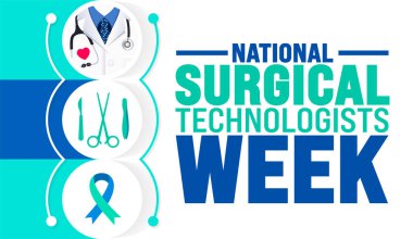 National Surgical Technologists Week is observed every year in September. Holiday concept. Template for background, banner, card, poster, placard, design template with unique shapes . clipart