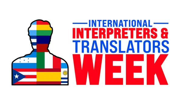 stock vector International Interpreters and Translators Week is observed every year in September. Holiday concept. Template for background, banner, card, poster, placard, design template with unique shapes