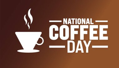 Ulusal Kahve Günü arkaplanı ya da pankart tasarımı şablonu. Tatil konsepti. Arkaplan, pankart, poster, pankart, tasarım şablonu için şablon standart renk ile benzersiz şekiller.