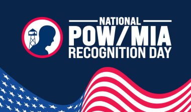 Ulusal POW MIA Tanıma Günü arkaplanı veya afiş tasarım şablonu. Tatil konsepti. Arkaplan, pankart, poster, pankart, tasarım şablonu için şablon standart renk ile benzersiz şekiller.