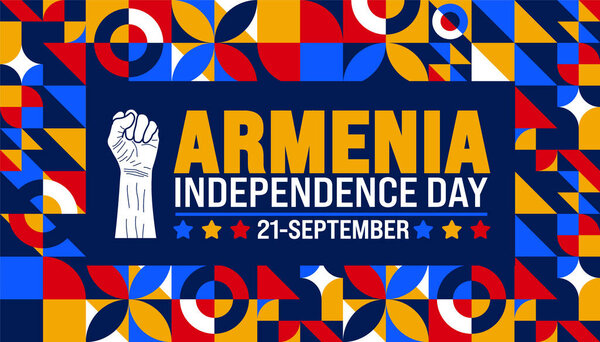 21 September Armenia independence day geometric shape pattern background or banner design template. Holiday concept. Template for background, banner, card, poster, placard, design. eps 10
