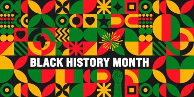 Black History Month geometric shape pattern background or banner design template is observed every year in October. Holiday concept. eps 10 clipart