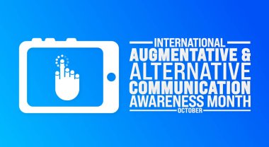 Uluslararası Güçlendirme ve Alternatif İletişim Farkındalığı Ayı arka planı veya pankart tasarım şablonu her yıl ekim ayında gözlemlenir. Tatil konsepti. Kart, poster, pankart için şablon,