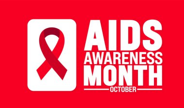 AIDS Farkındalık Ayı arka planı veya afiş tasarım şablonu her yıl ekim ayında gözlemlenir. Tatil konsepti. Kart, poster, pankart, şablon için şablon. 10 saniye.