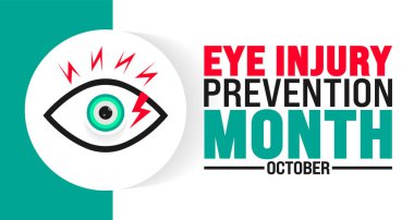 Göz Sakatlığını Önleme Ayı arka planı veya afiş tasarım şablonu her yıl ekim ayında gözlemlenir. Tatil konsepti. Kart, poster, pankart, şablon için şablon. 10 saniye.