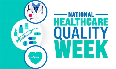 Ulusal Sağlık Hizmetleri Kalitesi Haftası arka planı veya pankart tasarım şablonu her yıl ekim ayında gözlemlenir. Tatil konsepti. Kart, poster, pankart, şablon için şablon. 10 saniye.