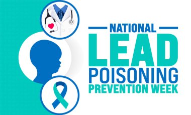 Ulusal Kurşun Zehirlemeyi Önleme Haftası arka planı veya afiş tasarım şablonu her yıl ekim ayında gözlemlenir. Tatil konsepti. Kart, poster, pankart, şablon için şablon. 10 saniye.