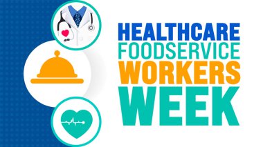 Sağlık Hizmetleri İşçileri Haftası arka planı veya bayrak tasarım şablonu her yıl ekim ayında gözlemlenir. Tatil konsepti. Kart, poster, pankart, şablon için şablon. 10 saniye.