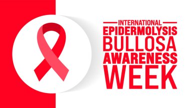 Uluslararası Epidermolysis Bullosa Farkındalık Haftası arka planı veya pankart tasarım şablonu her yıl ekim ayında gözlemlenir. Tatil konsepti. Kart, poster, pankart, şablon için şablon. 10 saniye.