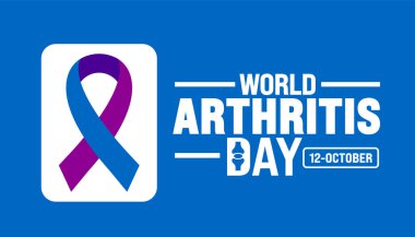 Dünya Artrit Günü arka planı veya pankart tasarım şablonu her yıl ekim ayında gözlemlenir. Tatil konsepti. Kart, poster, pankart, şablon için şablon. 10 saniye.