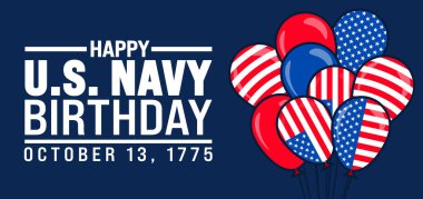 Happy U.S. Navy Birthday background or banner design template is observed every year in October. Holiday concept. Template for card, poster, placard, template. eps 10 clipart