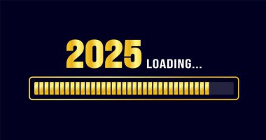 2025 bar arkaplanı ya da pankart tasarım şablonu yükleme işlemi. Yeni yılınız kutlu olsun altın renkli bar afişi tasarımı. Selamlar ve yeni yıl 2025 Bar tasarımlı bayrağı.