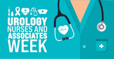 Üreoloji Hemşireleri ve Ortakları Haftası arka planı veya afiş tasarım şablonu her yıl Kasım ayında gözlemlenir. Tatil konsepti. Kart, poster, pankart, şablon için şablon.