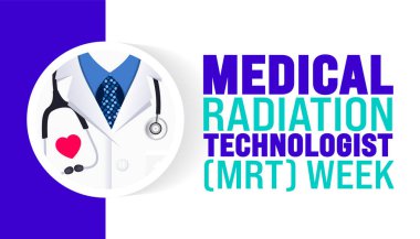 Tıbbi Radyasyon Teknolojisi Uzmanı MRT Haftası arka planı veya bayrak tasarım şablonu her yıl Kasım ayında gözlemlenir. Tatil konsepti. Kart, poster, pankart, şablon için şablon.