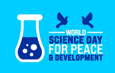 Dünya Barış ve Kalkınma Bilimi Günü arka plan veya bayrak tasarım şablonu Kasım ayında her yıl gözlemlenmektedir. Tatil konsepti. Kart, poster, pankart, şablon için şablon.