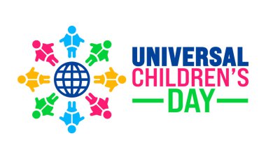 Universal Childrens Day arka planı veya afiş tasarım şablonu her yıl Kasım ayında gözlemlenir. Tatil konsepti. Kart, poster, pankart, şablon için şablon.