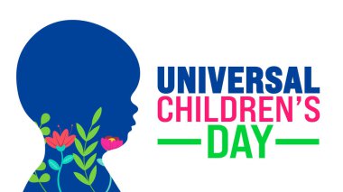 Universal Childrens Day arka planı veya afiş tasarım şablonu her yıl Kasım ayında gözlemlenir. Tatil konsepti. Kart, poster, pankart, şablon için şablon.