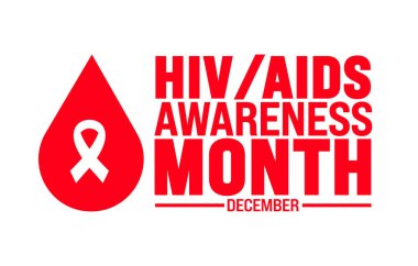 HIV AIDS Farkındalık Ayı arka planı, afiş ya da poster tasarımı şablonu. Aralık 'ta her yıl gözlemlenir. Tatil konsepti. Herhangi bir şablon, kart, poster, pankart, şablon kullan.
