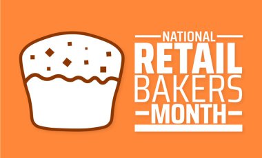 Ulusal Perakende Fırıncıları Ayı arka planı, afiş ya da poster tasarımı şablonu. Ocak 'ta her yıl gözlemlenir. Tatil konsepti. Herhangi bir şablon, kart, poster, pankart, şablon kullan.