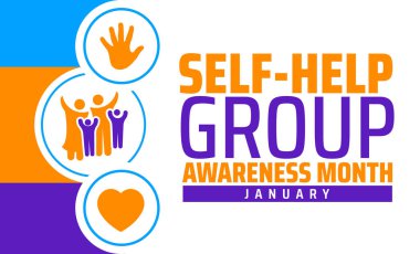 Self-Help Group Awareness Month background banner or poster design template. observed every year in January. Holiday concept. Use to any Template, card, poster, placard, template. clipart