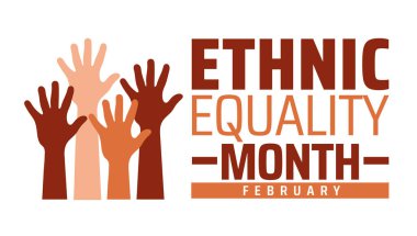 Ethnic Equality Month background banner or poster design template. observed every year in February. Holiday concept. Use to any Template, card, poster, placard, template. clipart